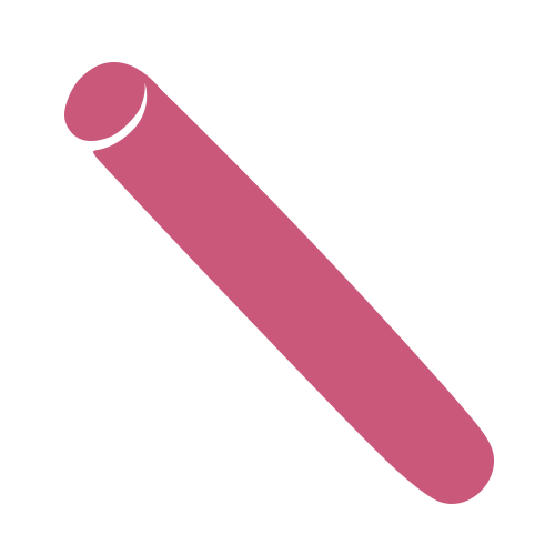 A simple pink cylindrical shape, diagonally oriented from top left to bottom right, on a light gray background.