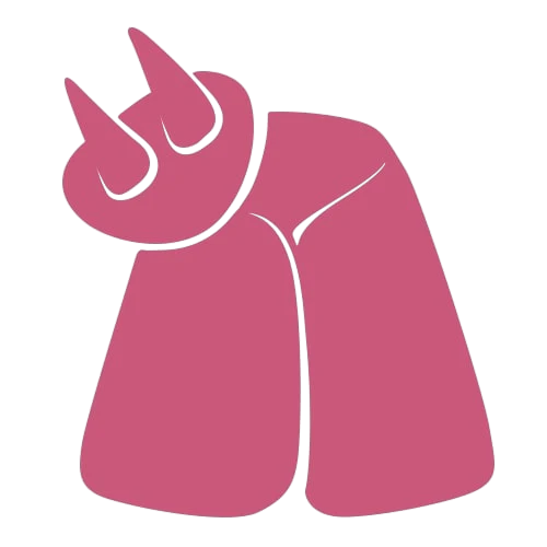Prosta stylizowana różowa ilustracja krowiego wymienia z dwoma widocznymi strzykami, przedstawiona w minimalistycznym i abstrakcyjnym stylu na jednolitym tle.
