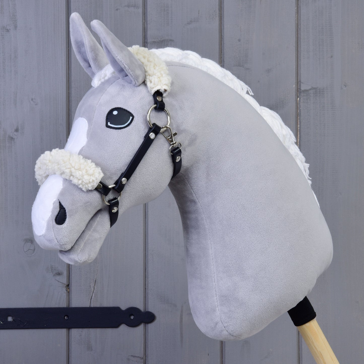 Black halter with fur - leatherette 1