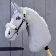 Czarny kantar ze sztucznym futerkiem - skóra ekologiczna