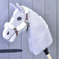 Brązowy kantar z futrem - skóra ekologiczna