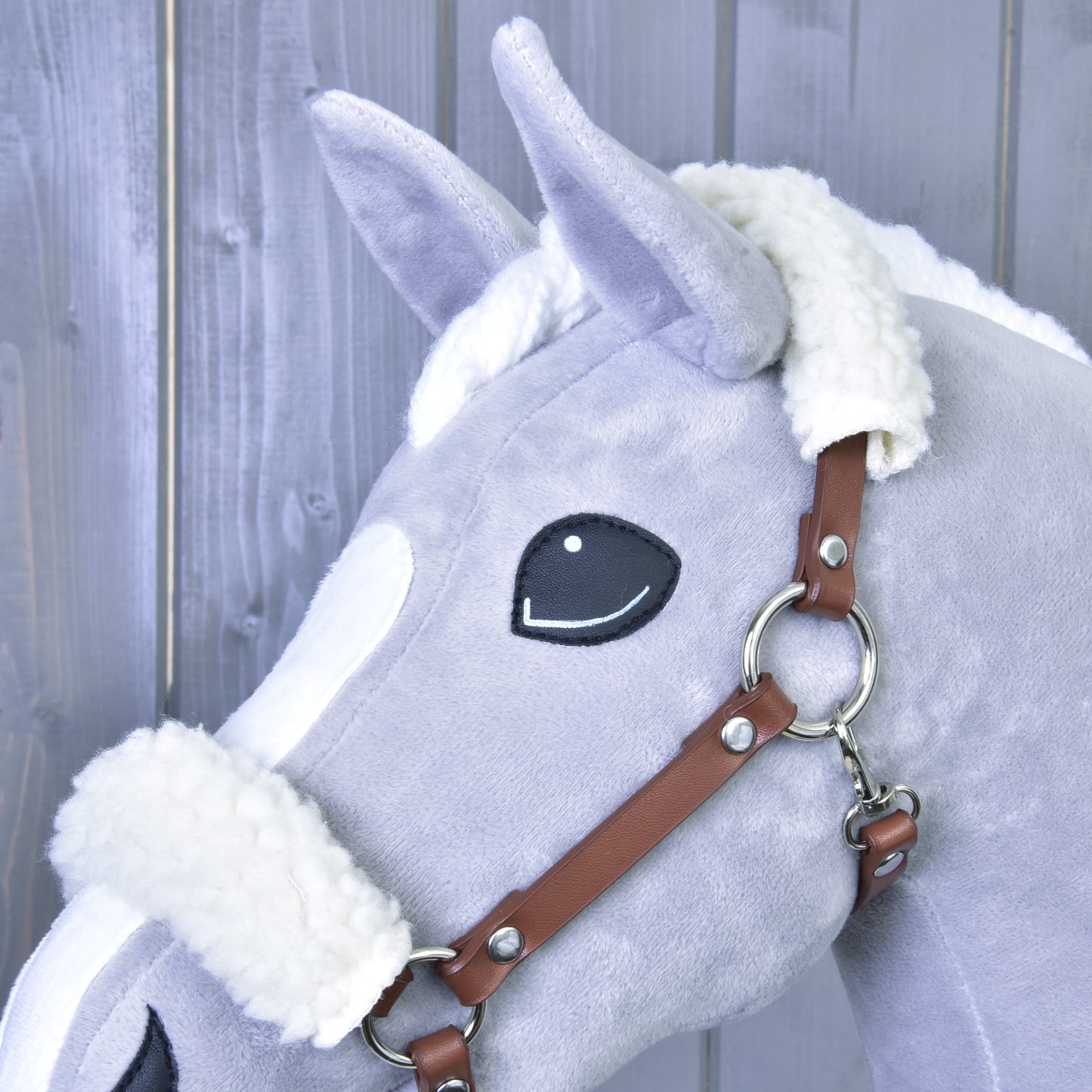 Brown halter with fur - leatherette 2