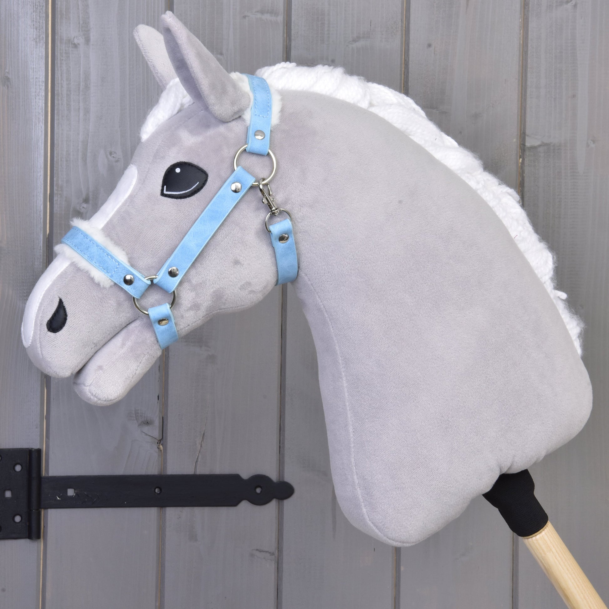 Kantar ze sztucznym futrem - skóra ekologiczna Pastell Blue