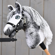 Hobby Horse Rosie by LarDen, black and white limited collection Hobby Horse with a white yarn mane
