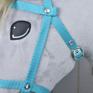 Black bridle with reins from strap turquoise