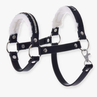 Halter with  fur - leatherette Espresso