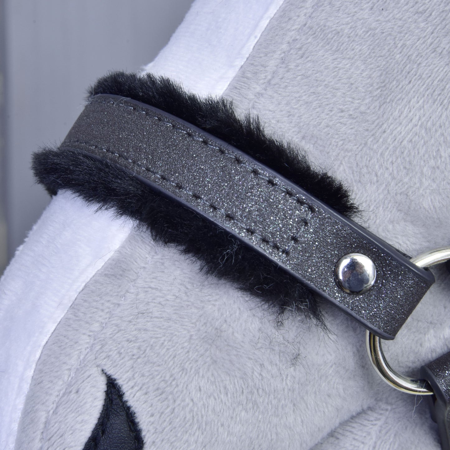 Kantar ze sztucznym futrem - skóra ekologiczna Graphite Full