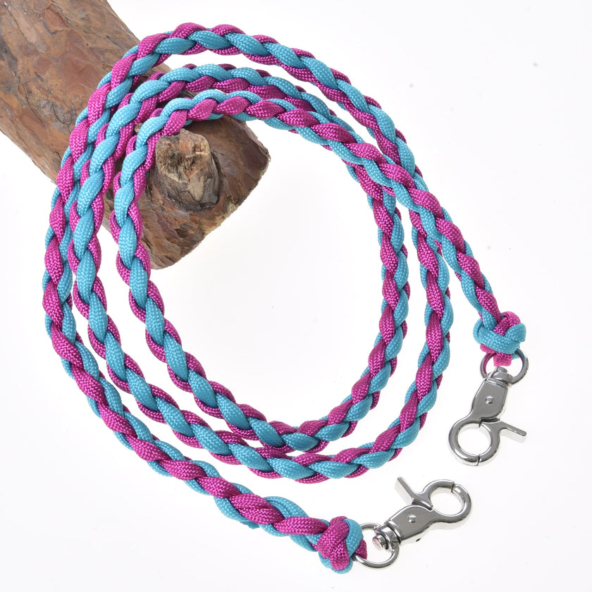 Wodze dziergane różowo-niebieskie