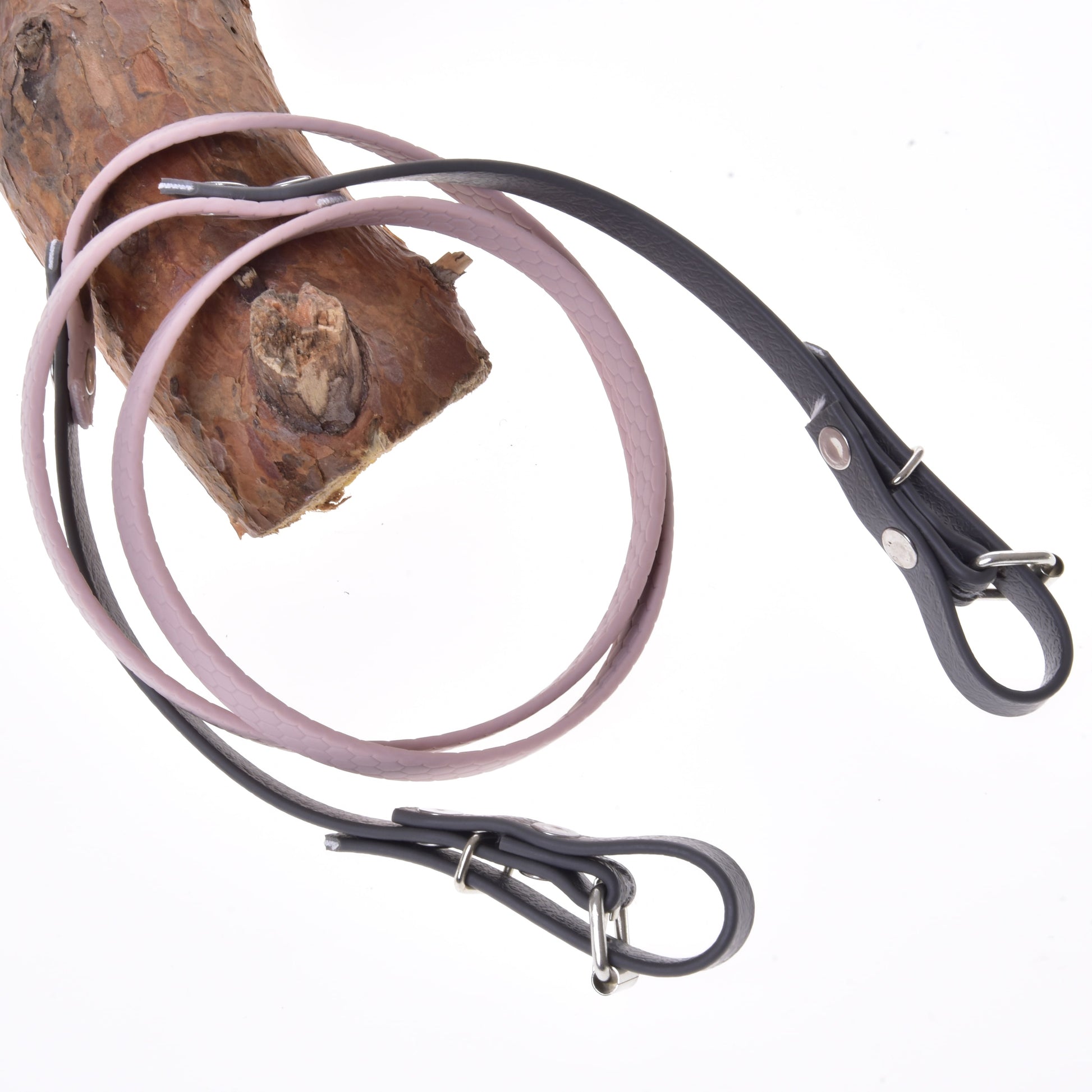 Wodze gumowane Ciemnoszare/Różowe