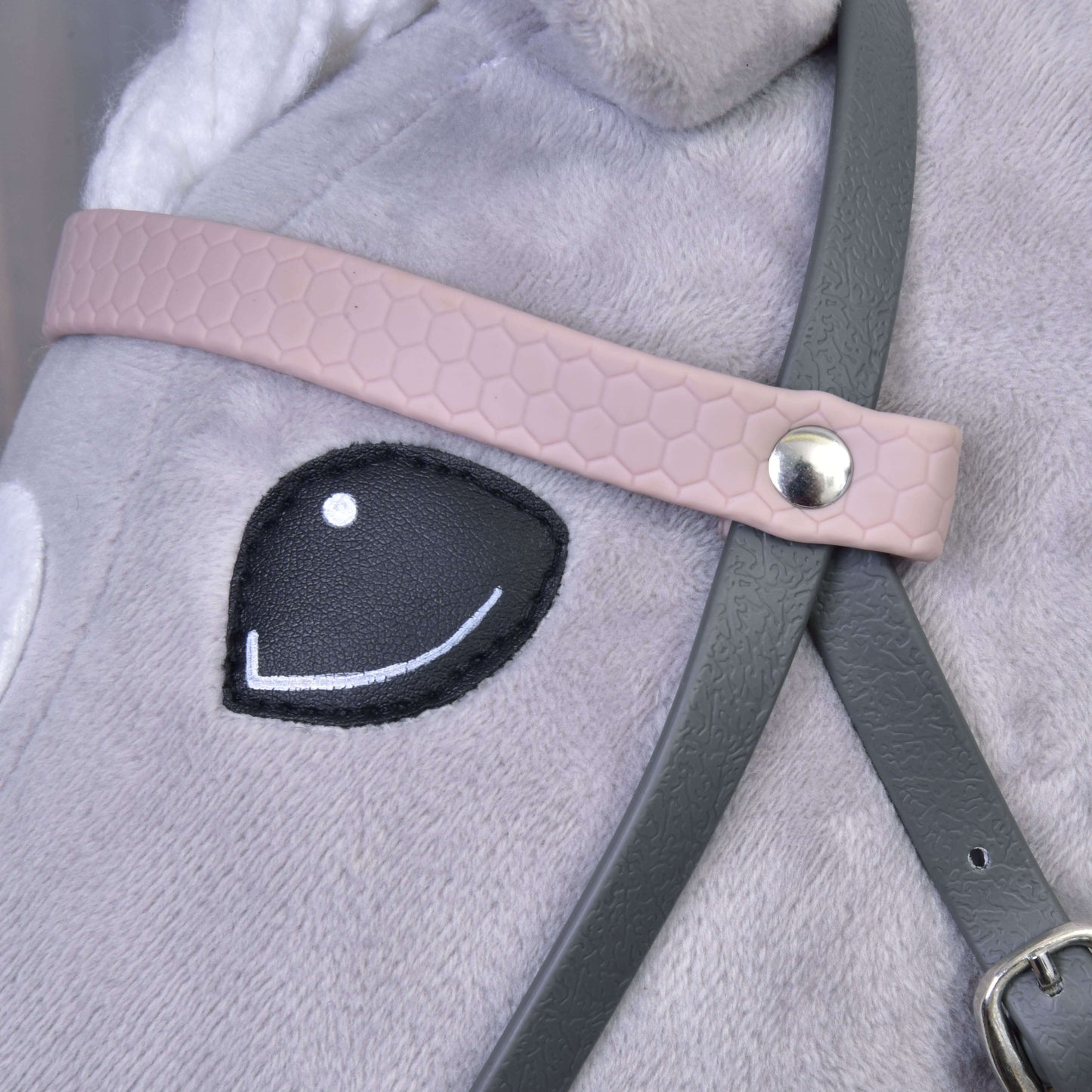 Complete leatherette bridle grey with pink headband