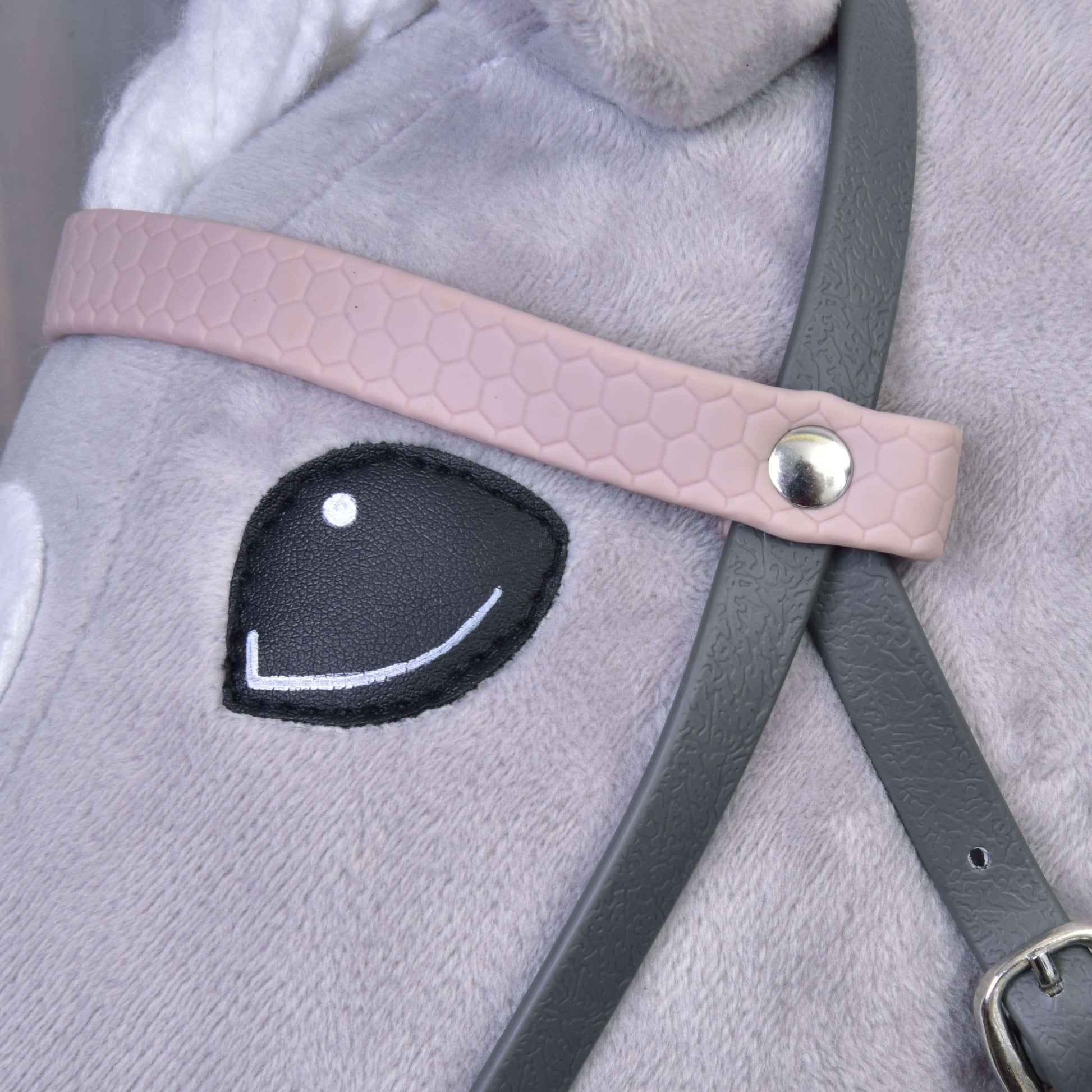 Complete leatherette bridle grey with pink headband