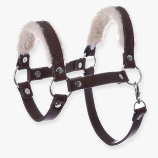 Halter with fur - leatherette Walnut