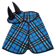 Set Checkered blue, fleece (Ear Bonnet + Blanket) (size M)