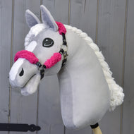 Czarny Kantar z pełnym Różowym futerkiem - skóra ekologiczna