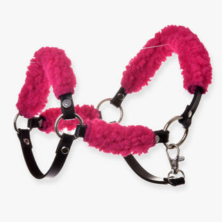 Black halter with complete pink fur - leatherette