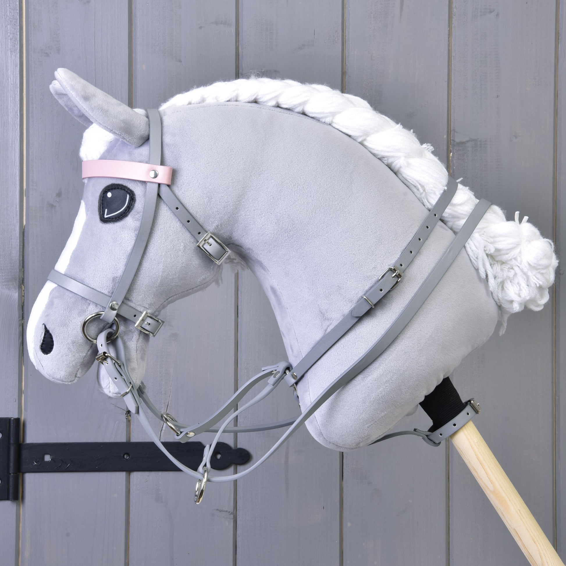 Grey leatherette set - bridle, reins and martingale